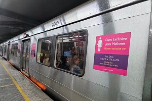 Vagão feminino passa a funcionar 24h em trens e metrô do Rio